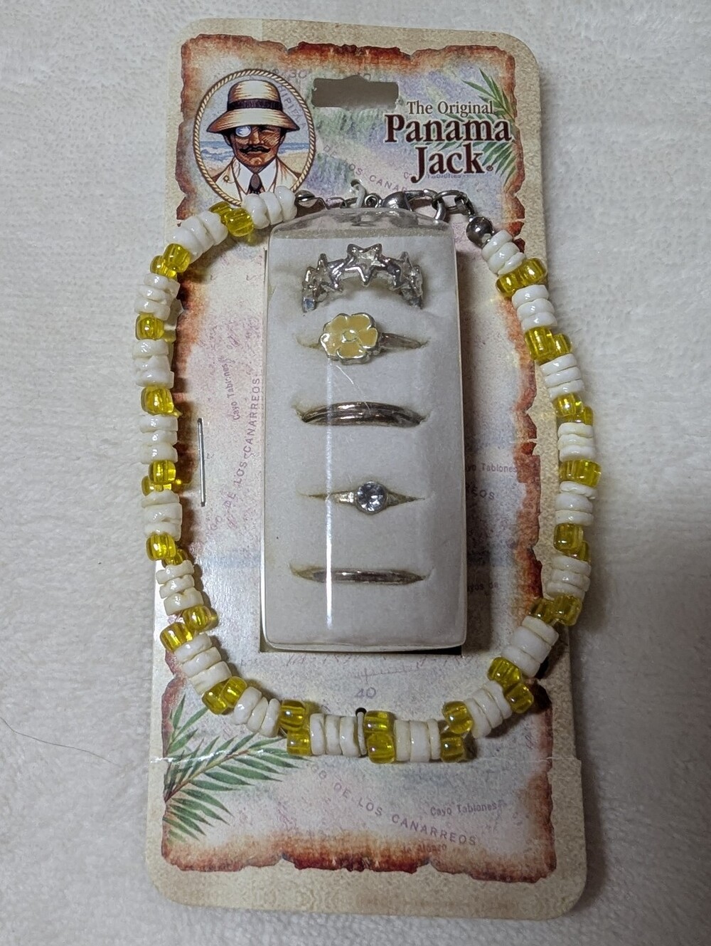 Vtg Y2K PANAMA JACK Deadstock 5 Toe Rings & Bracelet Set NWT NOS + FREE GIFT